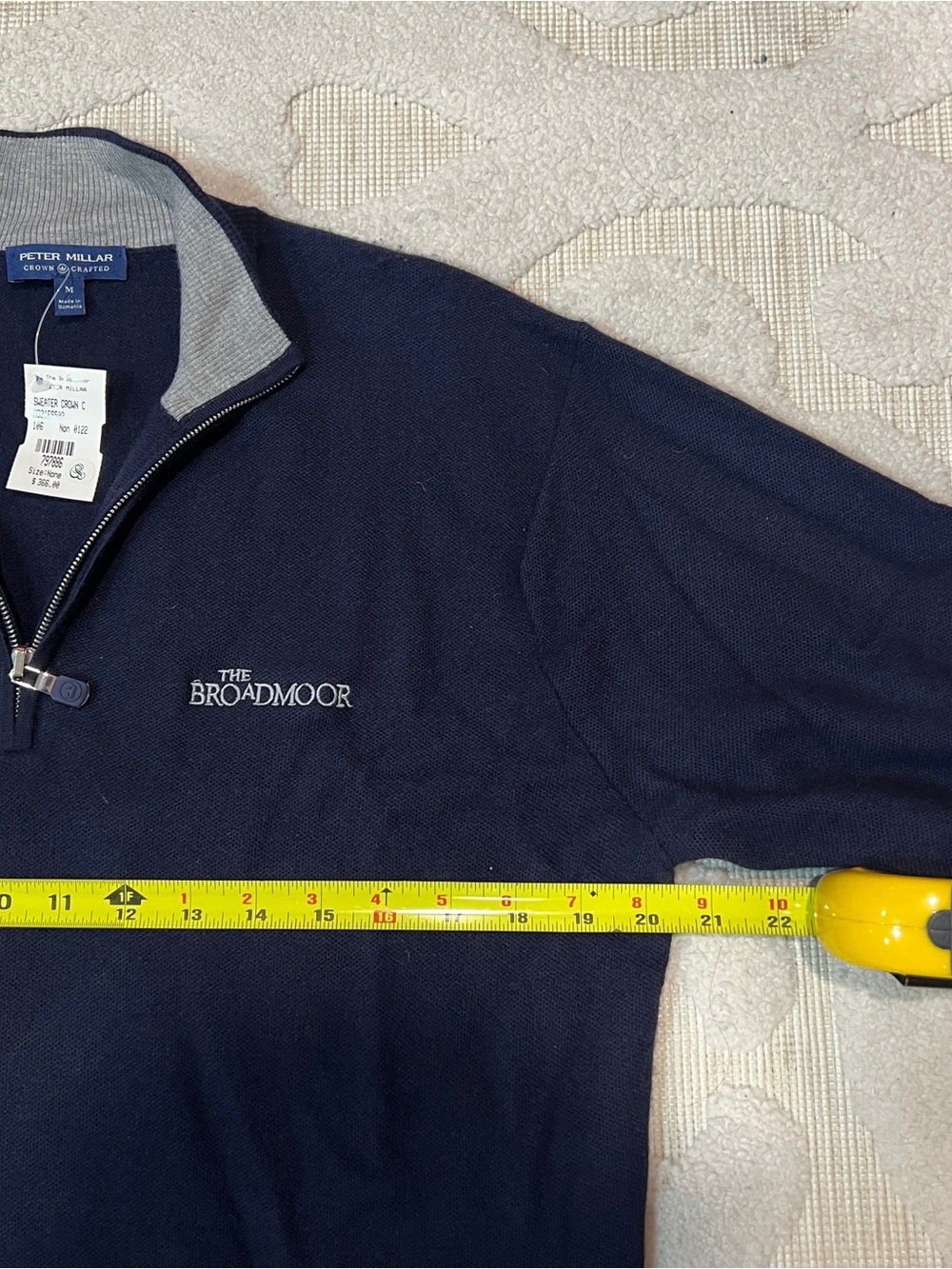 Peter Millar Sweater Mens Medium Navy Blue 1/4 Quarter Zip Cashmere Silk Crown - Picture 8 of 11